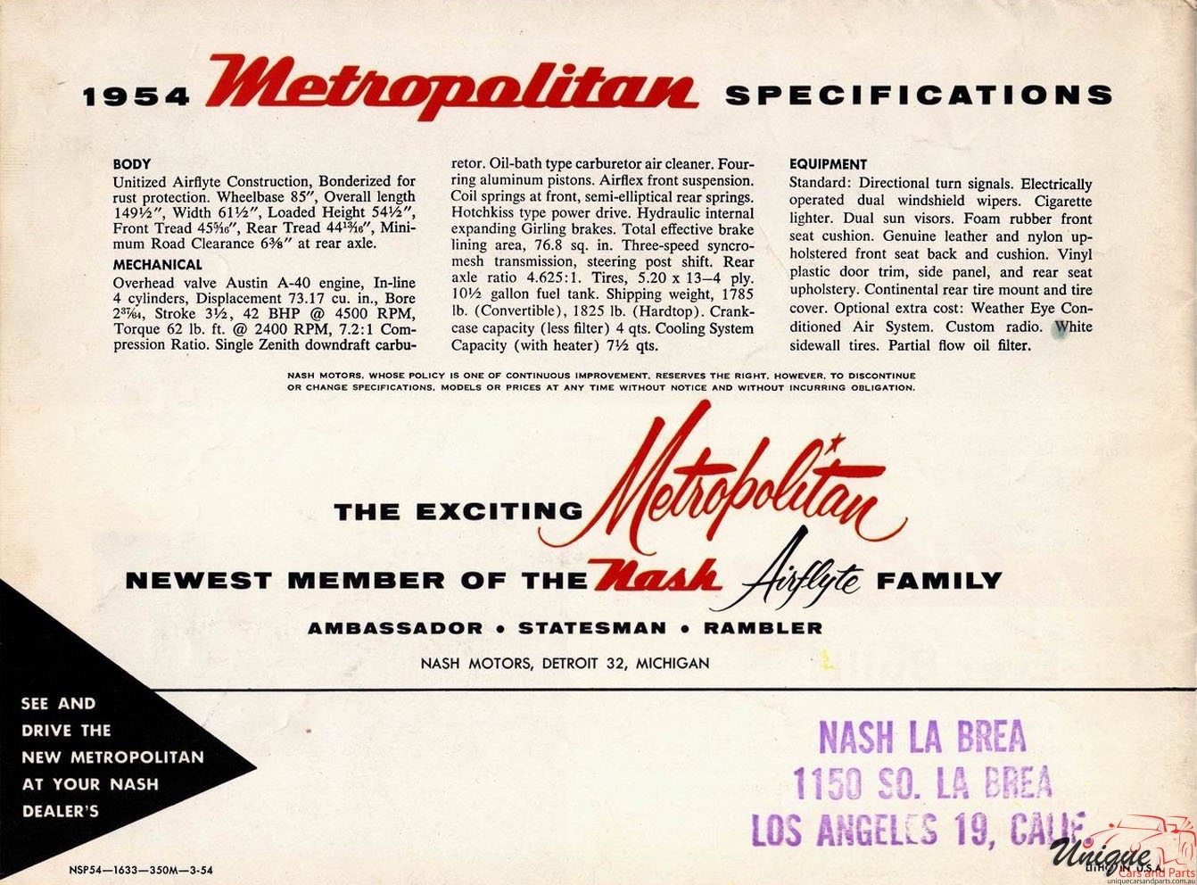 1954 Nash Metropolitan Foldout Page 8